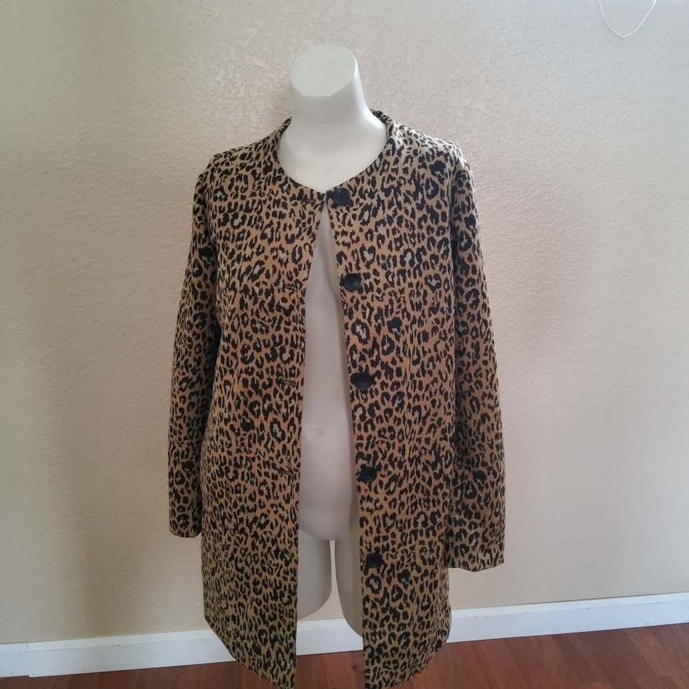 Ace Delivery Leopard Animal Print Button Down Jacket Coat Size M New